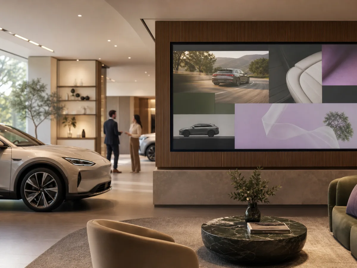 Digital vehicle display in an automotive showroom