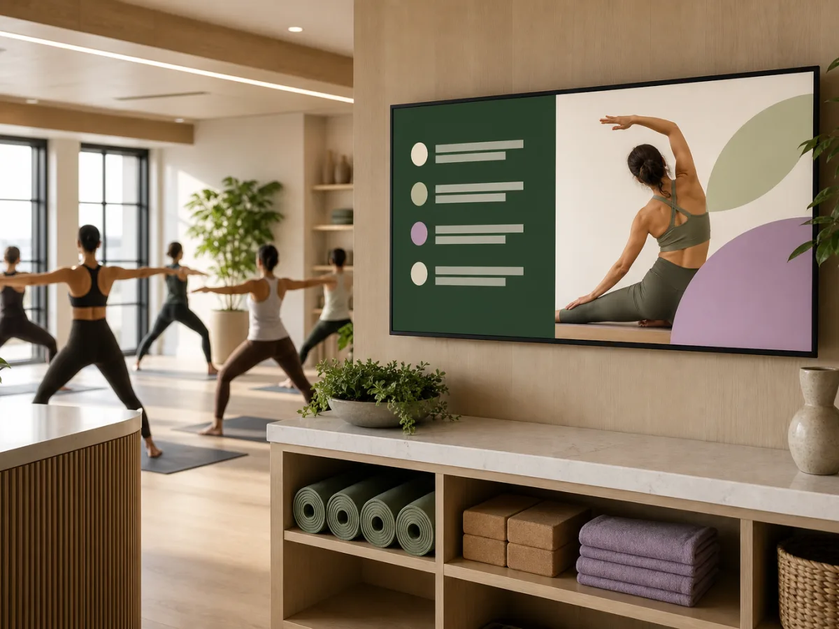 Digital class display in a wellness studio