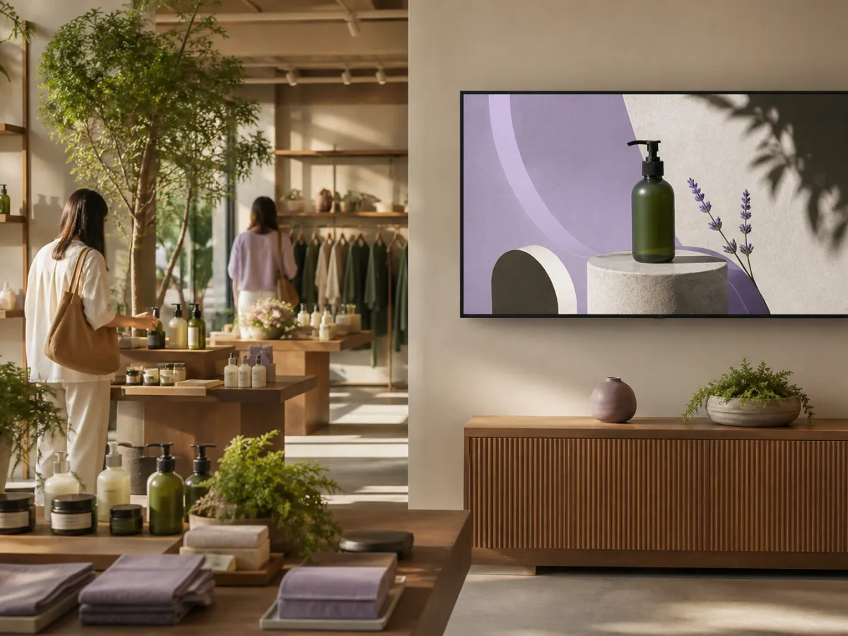 Digital product display in a modern retail store