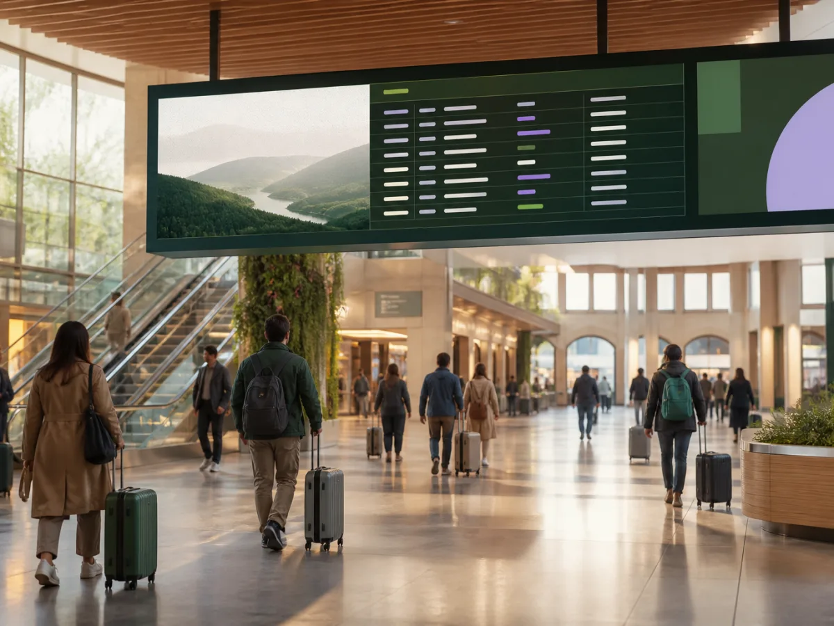Digital departures display in a train station